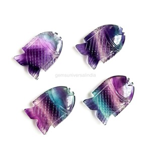 Colgante de florita natural multicolor en forma de pez de 30mm y 20mm, tallado a mano, piedra preciosa suelta, amuleto de cristal con forma de pez, venta al por mayor para fabricación de joyas. - Product Image 3
