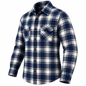 Wholesale Men <b>Plaid</b> Flannel <b>Shirt</b> Heavy Cotton Casual Button Down <b>Shirt</b> Long Sleeve Check <b>Shirt</b> Custom Mens Work Flannel <b>Shirt</b> - Product Image 5