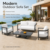 FLD2081 Juego de Sofás de Aluminio para Exteriores de Grado Comercial Moderno con Mesa de Centro para Uso en Hoteles y Resorts, Muebles de Exterior