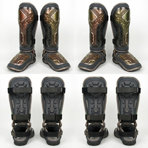 Protège-tibias en néoprène bleu, élastique, réglable avec fermeture auto-agrippante, équipement de protection pour la boxe, unisexe pour adultes, couleur unie - Product Image 3