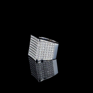 Moissanite Iced Out Wide Cuff <b>Ring</b> Pavé Full Stone Statement Band Luxury Hip Hop Jewelry for <b>Men</b> - Product Image 4