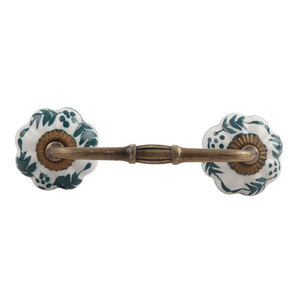 Manija de armario a granel hecha a mano de cerámica blanca verde Floral al por mayor manija de tocador lote manija de cajón Vintage tirador de puerta único - Product Image 3