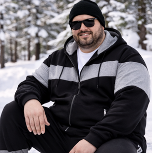Wholesale Big & <b>Tall</b> Tracksuit Set <b>Men's</b> 2 Piece 340GSM Fleece Colorblock Full Zip Hoodie <b>Jogger</b> Pants Winter Plus Size 10XL - Product Image 2