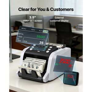 Machine de comptage de billets avec capacité de détection de contrefaçon UV/MG/IR/DD/DBL/HLF/CHN, écran TFT, capacité de 1200 billets/minute, haute valeur ajoutée - Product Image 5