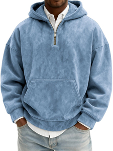 Sudadera con capucha para hombre, estilo vintage, con cremallera, lavado ácido, oversize, de forro polar, para invierno, estilo urbano - Product Image 4
