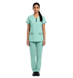 Blouse de travail médicale unisexe personnalisable de qualité supérieure, en polyester/coton tissé respirant et extensible, bleu chirurgical, pour hôpital - Product Image 6