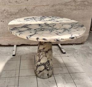 Mesa de Comedor Redonda de Mármol Natural de Lujo |   Mesa con Pedestal de Piedra Sólida |   Mesa de Comedor Moderna de Mármol para Hogar, Hotel o Restaurante - Product Image 1