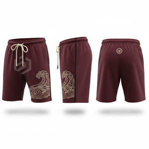 Men's Mid Waist Drawstring <b>Sweat</b> <b>Shorts</b> With Geometric Pattern And Logo Pocket Casual Wear - Product Image 6