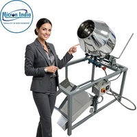Micron India Mesin Pemanggang Drum Listrik Stainless Steel Tugas Berat 440V 100kg/jam untuk Memanggang Kacang Tanah, Biji Kopi, Biji-bijian, Garansi 1 Tahun, Plastik