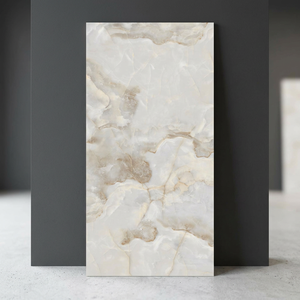 Large Format Claudia Onyx <b>White</b> High <b>Gloss</b> Porcelain Sintered Stone Slabs 1600x3200mm 12mm for Luxury <b>Dining</b> & Bedroom Interiors - Product Image 1