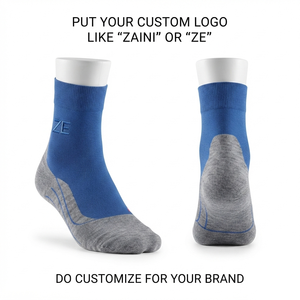 Chaussettes de sport en coton polyester élasthanne de qualité supérieure 220 GSM, gris clair, bord côtelé, broderie personnalisée, logo jacquard - Product Image 4