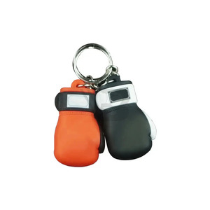 Porte-clés en cuir PU et métal avec boule en plastique en forme de cercle, mini-gant de boxe personnalisé avec logo imprimé, porte-clés promotionnel - Product Image 1