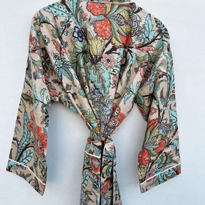 Túnicas Largas de Algodón con Estampado Floral para Mujer, Venta al por Mayor, Kimonos de Seda de Alta Calidad, Ropa de Dormir, Ropa de Baño - Product Image 2