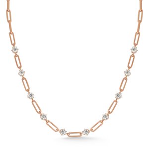 Station Lab Grown Diamond Elongated Paperclip Link <b>Necklace</b> Geometric Layering Choker For Women 10K 14K 18K <b>Solid</b> Gold Wholesale - Product Image 5