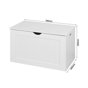 Mobiletto Contenitore Bianco in Legno con Coperchio Sollevabile e 2 Cerniere di Sicurezza, per Ingresso o Camera da Letto, Contenitore per Giocattoli - Product Image 3