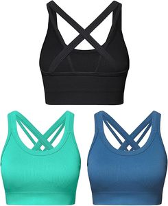 Soutien-gorge de sport court pour femme, grande taille, écologique, respirant, réglable, à maintien élevé, séchage rapide, en nylon, couleur unie, pour yoga et activités sportives - Product Image 5