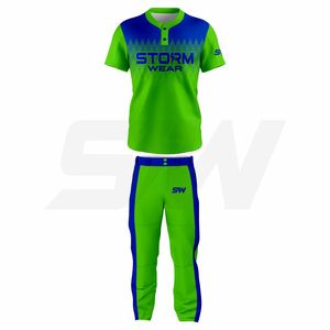 Ensemble de maillots de baseball à 2 boutons pour équipes sportives, en tissu de softball haute performance et production rapide, uniforme de baseball personnalisé en gros - Product Image 1