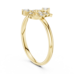 Anillo de oro macizo de 14k para mujer con diamante de corte redondo minimalista botánico antiguo, ideal para regalo, compromiso, aniversario, boda. - Product Image 4
