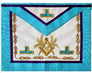 Tablier de culte Maître Rite de Memphis Misraim en cuir véritable, tissu brodé à la main, à coudre, personnalisé, 3D, écologique, forme triangulaire - Product Image 1