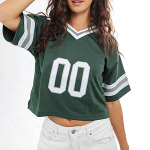 เสื้อยืดแขนสั้นคอวีสำหรับผู้หญิง ระบายเหงื่อ ป้องกันรังสียูวี เสื้อลำลอง เสื้อฟุตบอลกีฬา ปรับแต่งชื่อทีมได้ ขายส่ง - Product Image 1