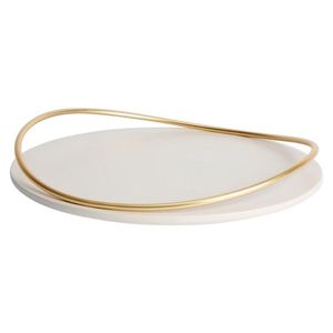 Plateau de service rond en métal plaqué or, nouveau design, pour la cuisine et la table, disponible en gros - Product Image 1