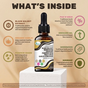 น้ำยาสกัดจากวอร์มวูด แบล็ควอลนัท ผสมลูกแพร์เทศ กระเทียม เมล็ดฟักทอง น้ำมันปาอูด'อาร์โก น้ำมันออริกาโน ขมิ้น และเบอร์เบอรีน (แบบ OEM/ODM) - Product Image 2