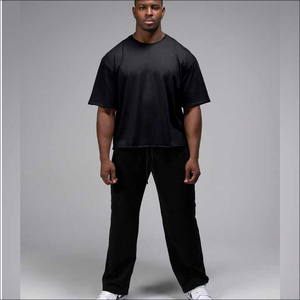 เสื้อยืดโอเวอร์ไซส์ผู้ชายแบบเรียบ 100% ผ้าฝ้ายเนื้อหนา สตรีทแวร์ ระบายอากาศได้ดี สไตล์ลำลอง รับผลิตแบบ OEM - Product Image 5