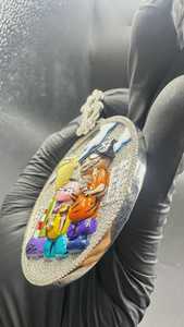 Custom 3D Enamel Moissanite Pendant 925 <b>Silver</b> Cartoon <b>Charm</b> Round Brilliant Cut Claw Setting Jewelry - Product Image 2