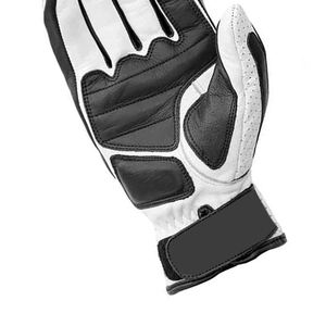 Gants de course antidérapants à doigts entiers en cuir enduit de polyuréthane noir et blanc, respirants, design à panneaux, fermeture à tirette, unisexe - Product Image 4