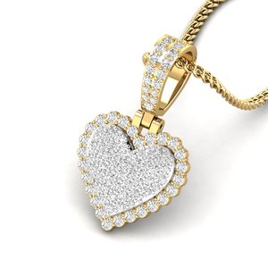 Stylish Silver + moissanite Plated <b>Heart</b> Design Pendant With <b>Charm</b> Crystal Hip hop Style Unisex Jewelry pendant - Product Image 3