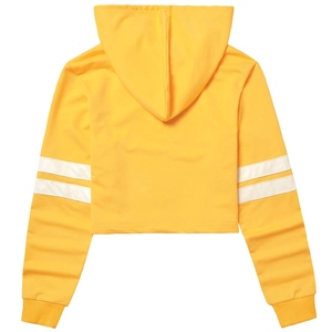 Sudadera con Capucha Corta Amarilla para Mujer, de Manga Larga, Tejida en Algodón, Informal, para Otoño, de Color Sólido, Transpirable - Product Image 3