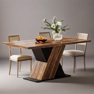 55-Inch <b>Rustic</b> Brown Rectangle Farmhouse <b>Dining</b> <b>Table</b> <b>Wooden</b> Dinner <b>Table</b> for 4 for Kitchen & <b>Dining</b> Room - Product Image 1