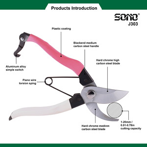 Sécateur de taille SONO J303 à poignée métallique antidérapante pour droitiers, lame chromée, durable et tranchante, usage industriel/bricolage - Product Image 2
