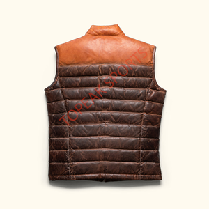 Chaleco de Cuero Bicolor Personalizado de Moda 2026 OEM para Hombre, 100% Alta Calidad, Precio al por Mayor, Chalecos Térmicos de Invierno - Product Image 2