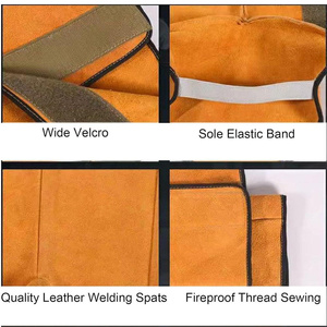 Couvre-chaussures de soudeur en cuir de vachette pleine fleur haute performance, résistant à l'abrasion, pour travaux lourds, vêtements de travail pour soudeurs - Product Image 4