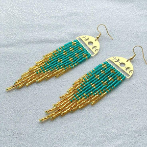 Luxury Needlework Seed Beads Beaded Embroidery Earrings For Women Handmade Seed Beads Earring <b>by</b> HF Crafts - Product Image 3