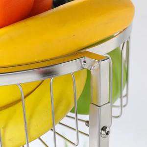 Corbeille à fruits moderne à deux niveaux en métal argenté encourage une alimentation plus saine en gardant les fruits frais à la vue et accessibles. - Product Image 5