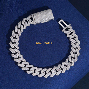 925 Silver Moissanite Cuban Link Bracelet Rhodium Plated <b>Iced</b> <b>Out</b> <b>Chain</b> Jewelry for Party Wedding - Product Image 1