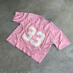 T-shirt à col roulé en maille 100% polyester personnalisé, vêtements de sport respirants, hauts de sport, t-shirt de rugby - Product Image 4