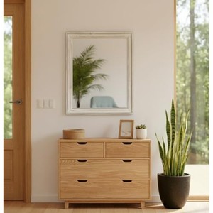 Espejo de Pared Rectangular Rústico de Madera de Mango Aqdus Saleem, Acabado Blanco Desgastado, Ecológico, Hecho a Mano, con Borde Enmarcado, Venta al Por Mayor - Product Image 4