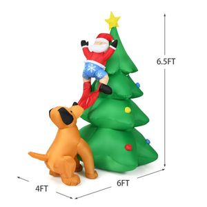 79\" Christmas <b>Tree</b> with Santa Puppy Design Quick Inflation Waterproof Polyester Built-in <b>LEDs</b> Outdoor Holiday Yard Decorations - Product Image 4