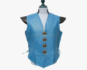 Haute Qualité En Gros Boucle Respirant À La Main 2 Côté Lacé Bleu Clair En Cuir Gilet OEM Service - Product Image 1
