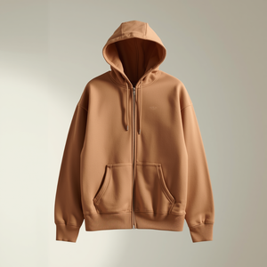 เสื้อฮู้ดซิปทรงบ็อกซี่ ผ้าฝ้ายฟลีซแบบโอเวอร์ไซส์ พร้อมบริการรับผลิตแบบ OEM ODM - Product Image 5