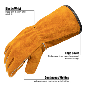 Gants de soudage TIG personnalisés en cuir de vachette, anti-coupure, résistants au feu, avec pouce droit, haute qualité, gants de travail de protection - Product Image 4