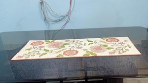 Embroidered Floral Table <b>Runner</b> Cotton Classic Style Home Decor <b>Washable</b> Hand Wash - Product Image 4