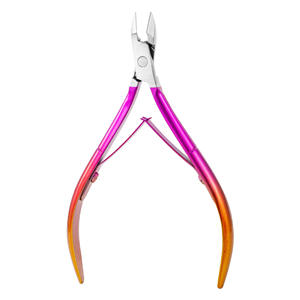 High Quality Rainbow Stainless Steel Curved Sharp Blade Logo Laser Cuticle Nippers for Finger <b>Nail</b> Salon ANAAIF - Product Image 3
