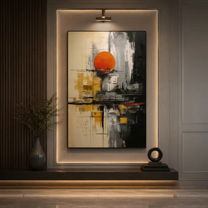 Obra de Arte Moderna, Lienzo con Diseño de Sol, Pintura Abstracta Contemporánea, Arte de Pared, Pintura Acrílica, Decoración de Interiores, Cuadro Decorativo Moderno para el Hogar - Product Image 3