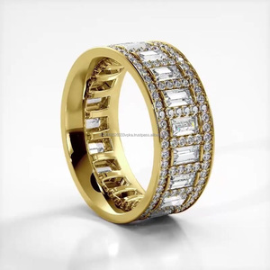 Women's 925 <b>Sterling</b> <b>Silver</b> Rhodium Plated Moissanite Full <b>Eternity</b> Band <b>Ring</b> Emerald Cut Pave Setting Luxury Wedding Jewelry - Product Image 6