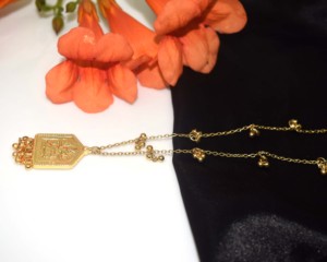 18K Gold Plated Link Chain <b>Statement</b> Pendant <b>Necklace</b> for Women Wedding Gift Jewelry with Flower Shape - Product Image 1