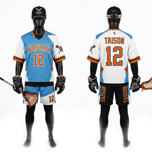 Uniforme de Lacrosse para Hombre, Poliéster Premium, Panel de Malla Transpirable, Amarillo Durazno, Sublimación, Nombre y Número Personalizados - Product Image 3